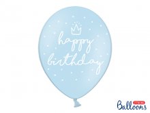 Balionai su užrašu "Happy birthday", žydras (30cm)